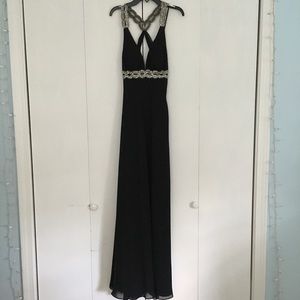 Black beaded prom dress, size 2